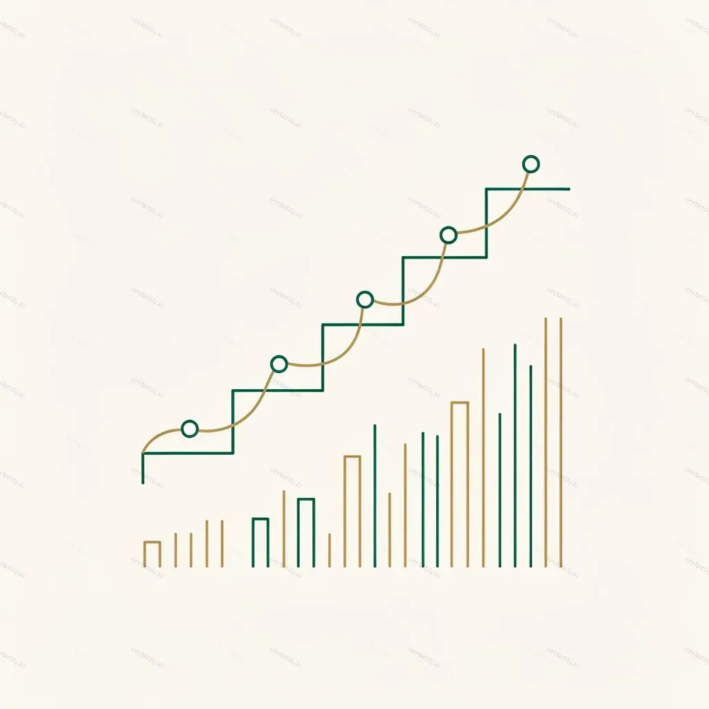 Business ROI dashboard with ascending financial metrics and AI investment returns