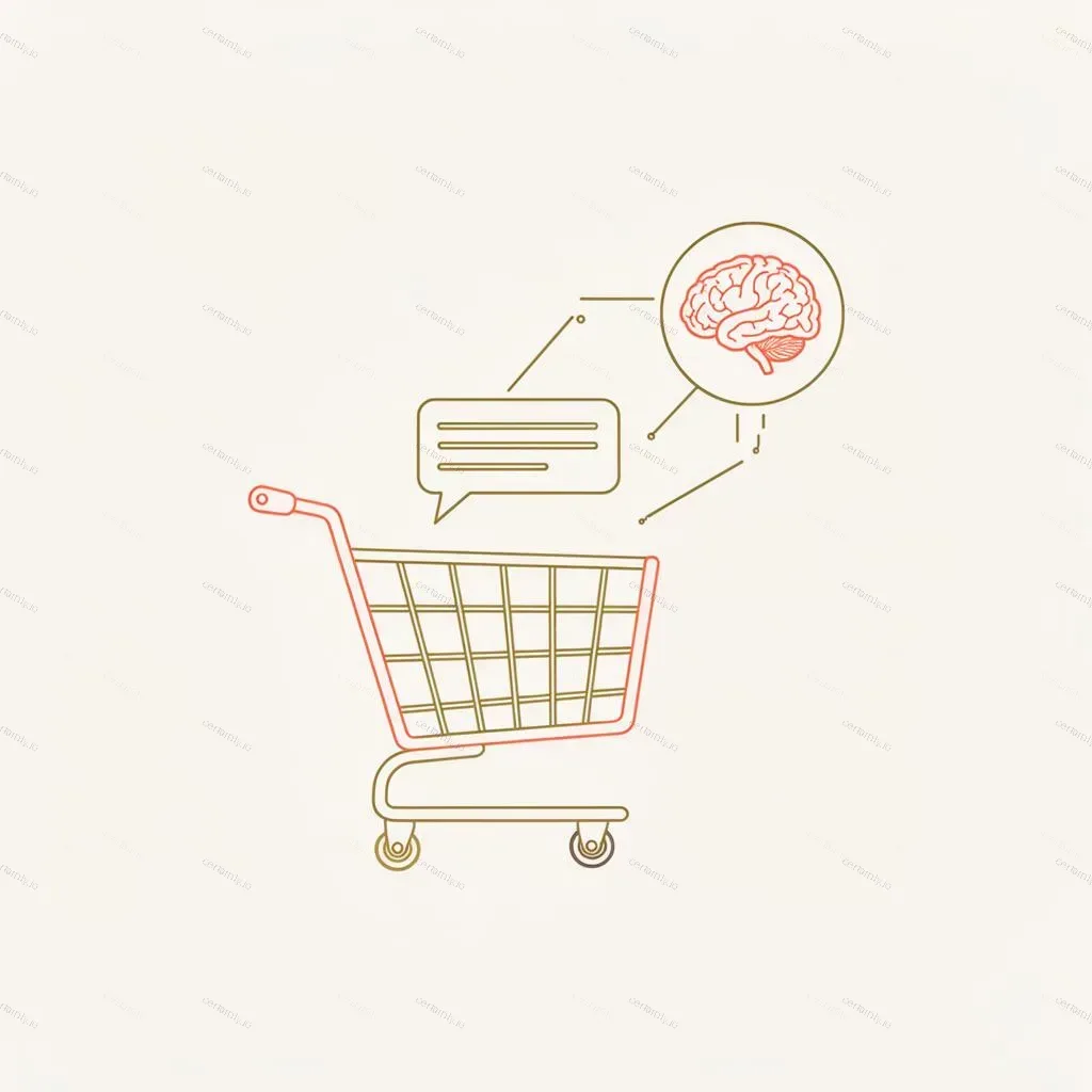 Illustration of AI chatbot interfaces integrated with e-commerce shopping experiences